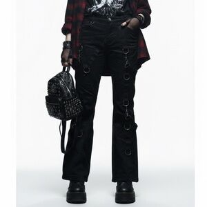 Aderlass Sz 30 Emo Goth Black Flare Chain Low Rise German Y2K Pants